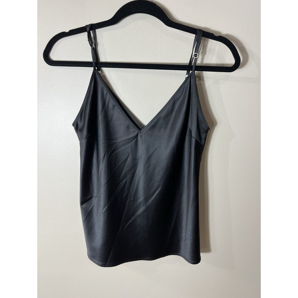 Zara Black Satiny Polyester Cowl Spaghetti Strap Cami Small